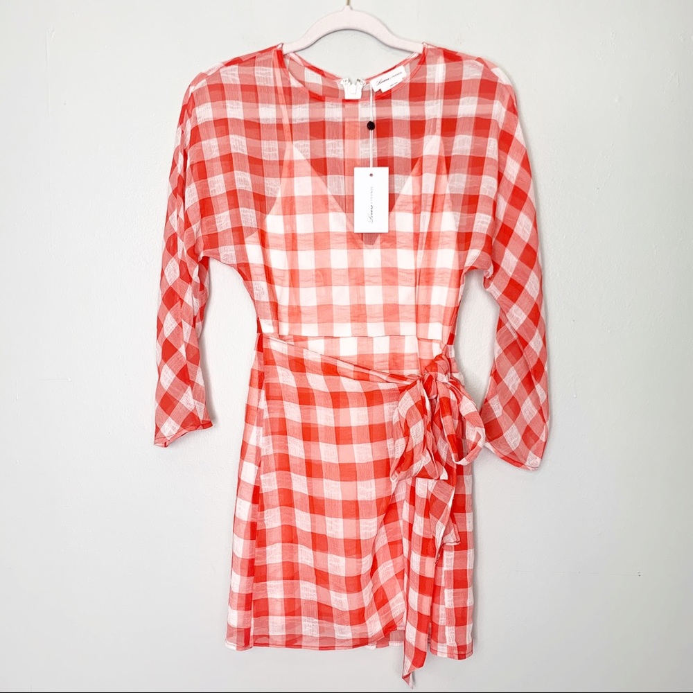 NWT Lovers + Friends Red Gingham Tie Waist Dress S